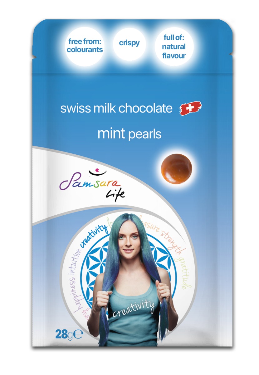 Milk Chocolate crispy pearls Mint flavour 28gr