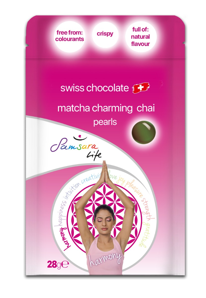 White Chocolate crispy pearls with Matcha Charming Chai 28gr